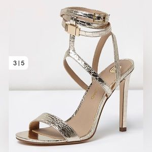 🌼 River Island Gold Metallic Caged Sandals 👡